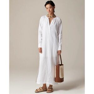 NWT J. Crew Cabana Dress Maxi Long Sleeve Linen White
